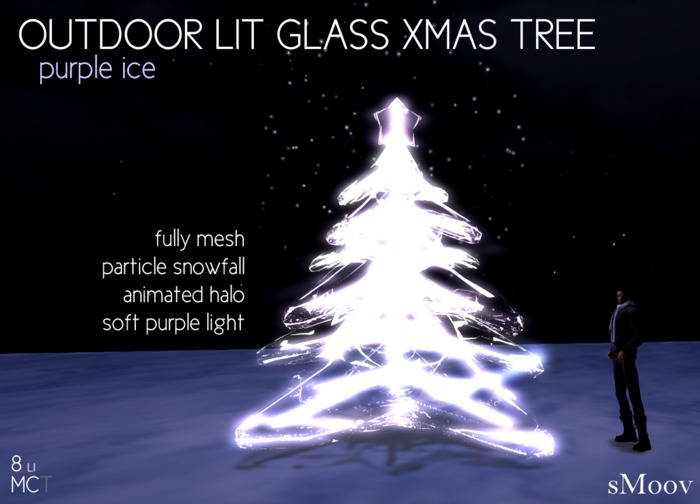 sMoov - Outdoor Lit Glass Xmas Tree - Purple Ice