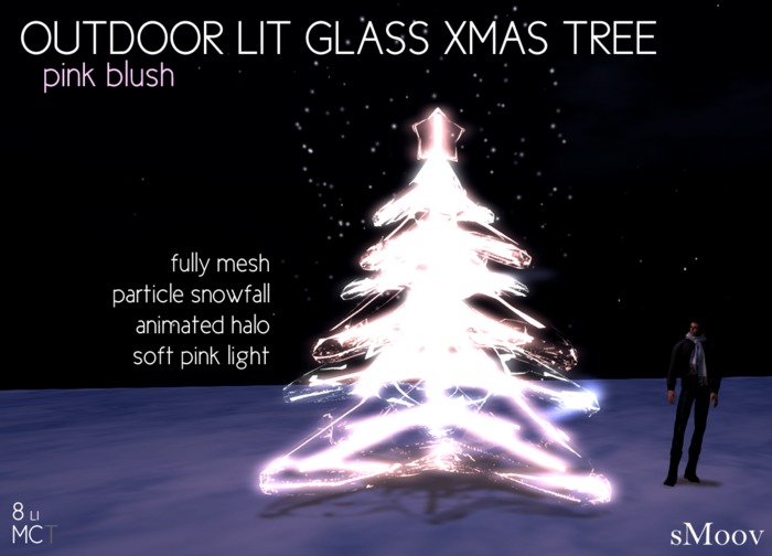 sMoov - Outdoor Lit Glass Xmas Tree - Pink Blush