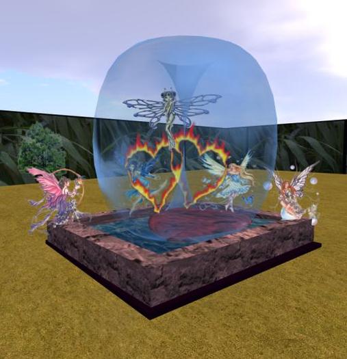 Heart fountain with fairy's
