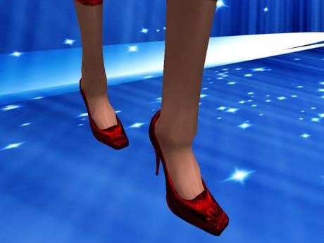 Second Life Marketplace - Flowery Red Silk Gown w/ Shoes