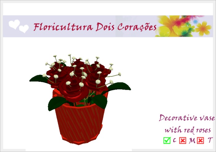 Decorative vase with red roses 