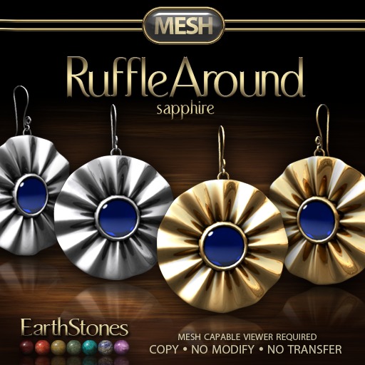 EarthStones Mesh - Ruffle Around Earrings - Sapphire (BOX)