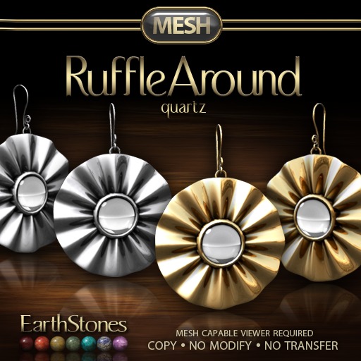 EarthStones Mesh - Ruffle Around Earrings - Quartz (BOX)