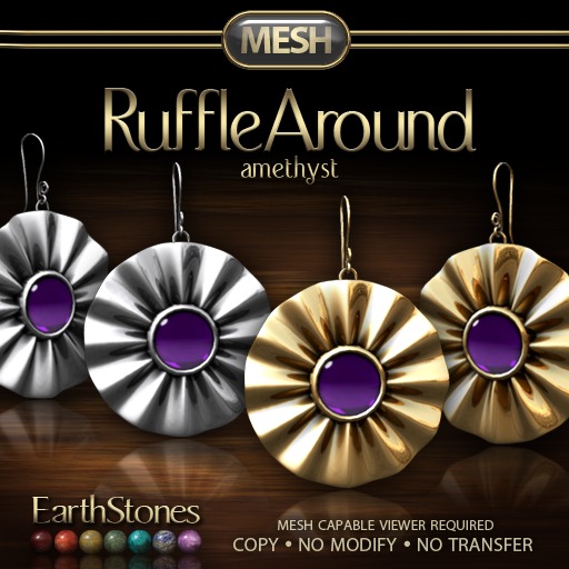 EarthStones Mesh - Ruffle Around Earrings - Amethyst (BOX)
