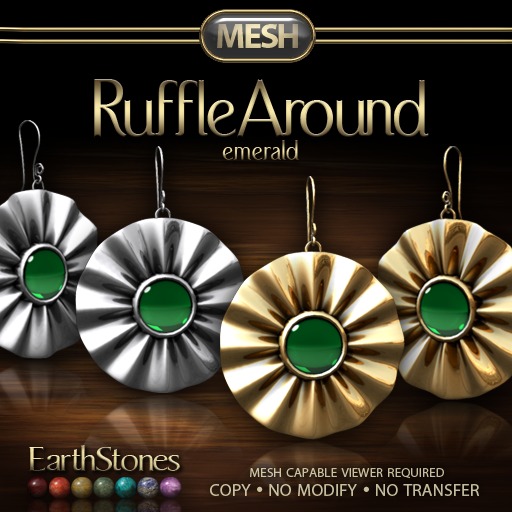 EarthStones Mesh - Ruffle Around Earrings - Emerald (BOX)