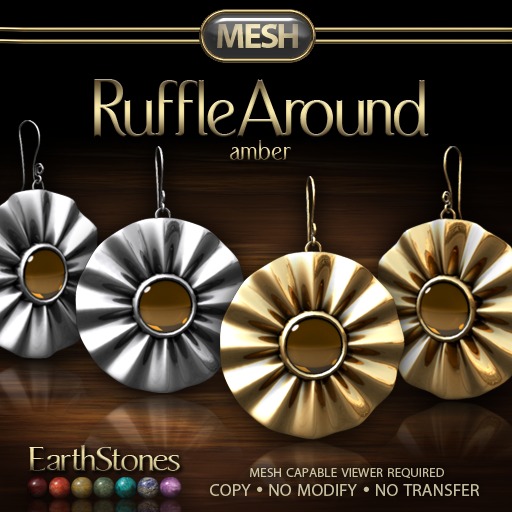 EarthStones Mesh - Ruffle Around Earrings - Amber (BOX)