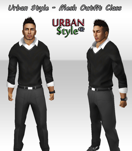 Urban $tyle - Mesh Outfit Class Black 