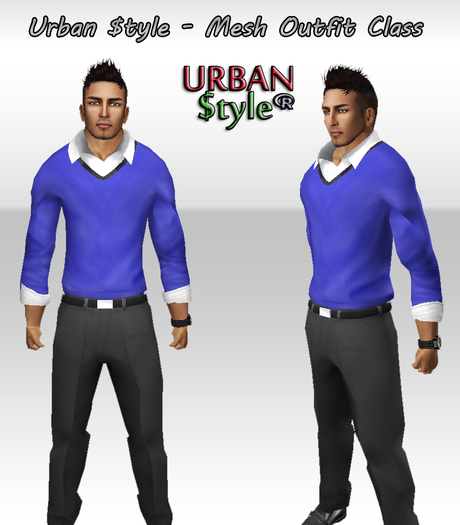 Urban $tyle - Mesh Outfit Class Blue