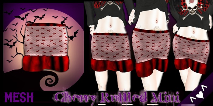 ^v^DRBC^v^ Cherry Ruffled Mini Skirt