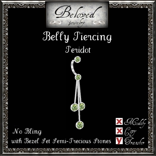 Beloved Jewelry : Silver Belly Piercing Jewel-Bezel Peridot