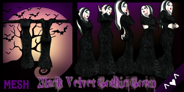 ^v^DRBC^v^ Black Crushed Velvet Gown