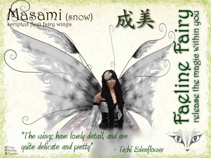 Masami (snow) - flexi wings for tiny and large by Faeline Fairy