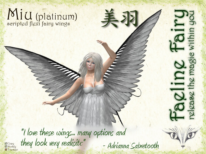 Miu (platinum) - flexi wings for tiny and large by Faeline Fairy
