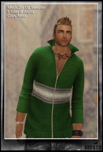ABD // Zip-Up Sweater // Green 