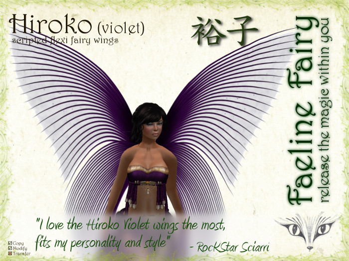Hiroko (violet) - flexi wings for tiny and large by Faeline Fairy