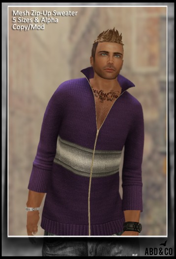 ABD // Zip-Up Sweater // Purple