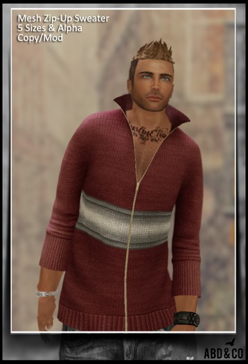 ABD // Zip-Up Sweater // Red 