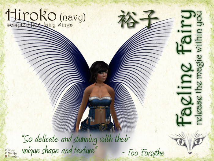 Hiroko (navy) - flexi wings for tiny and large by Faeline Fairy