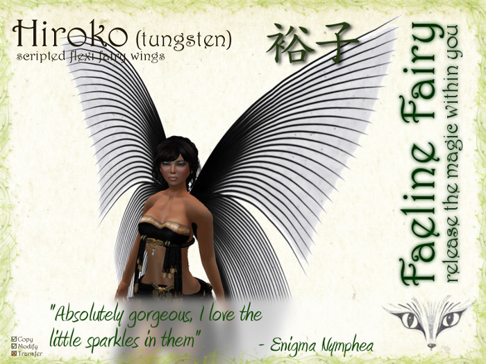 Hiroko (tungsten) - flexi wings for tiny and large by Faeline Fairy