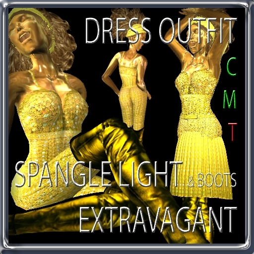 EXTRAVAGANT DRESS SPANGLE LIGHT OUTFIT incl. Boots yellow gold