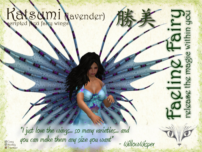 Katsumi (lavender) - flexi wings for tiny and large by Faeline Fairy