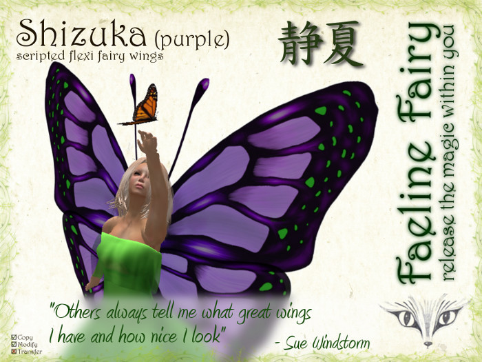 Shizuka (purple) - flexi wings for tiny and large by Faeline Fairy
