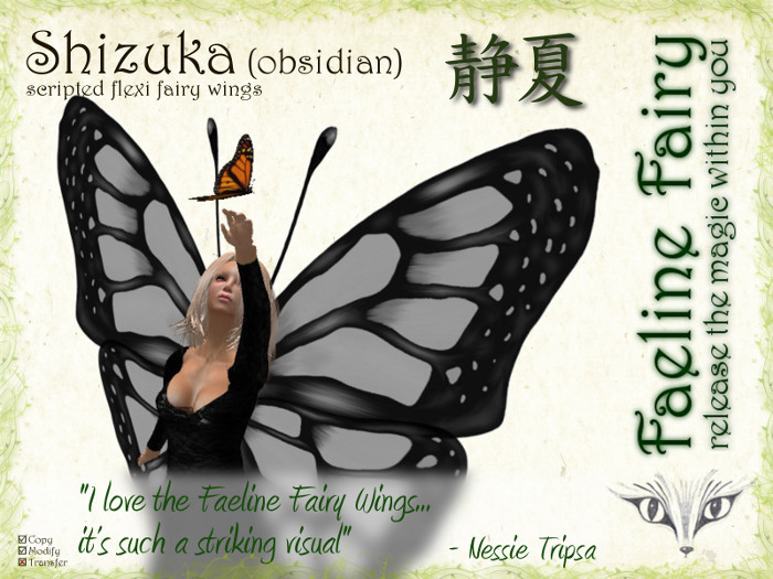 Shizuka (obsidian) - flexi wings for tiny and large by Faeline Fairy
