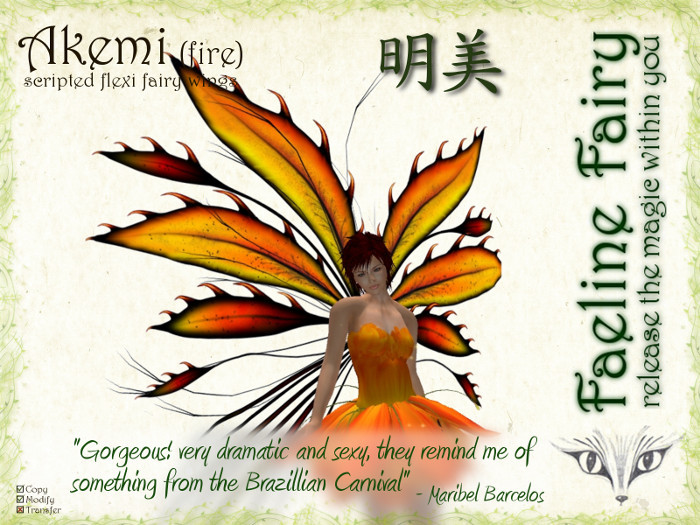 Akemi (fire) - flexi wings for tiny and large by Faeline Fairy
