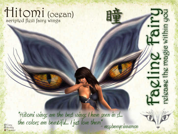 Hitomi (ocean) - flexi wings for tiny and large by Faeline Fairy