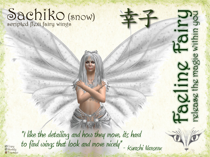 Sachiko (snow) - flexi wings for tiny and large by Faeline Fairy