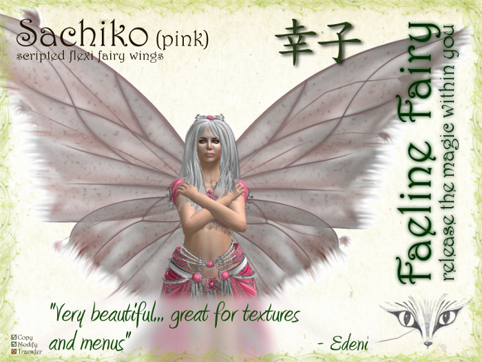 Sachiko (pink) - flexi wings for tiny and large by Faeline Fairy