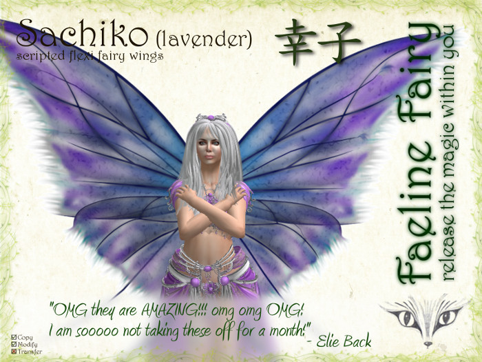 Sachiko (lavender) - flexi wings for tiny and large by Faeline Fairy