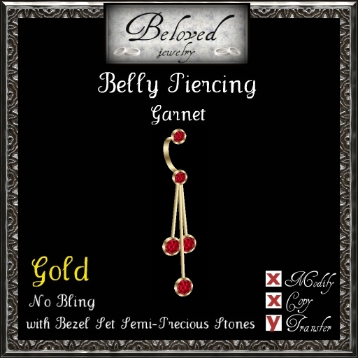 Beloved Jewelry : GOLD Belly Piercing-Bezel Garnet