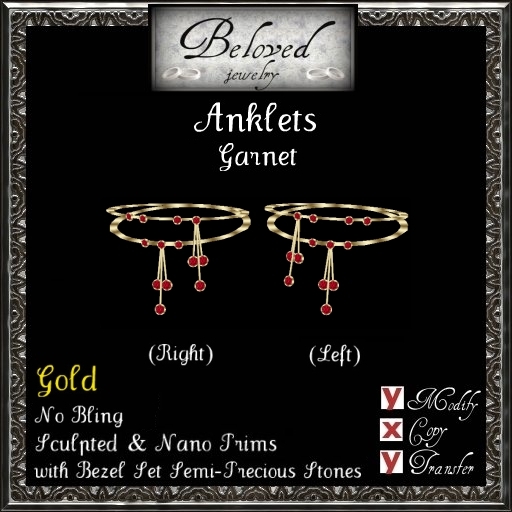 Beloved Jewelry : GOLD Anklets-Bezel Garnet