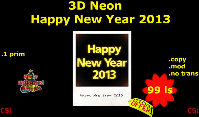 3D Neon Happy New Year 2013 (box)