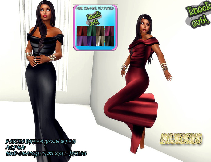Second Life Marketplace ..Knockout!.. gown dress fat pack mesh