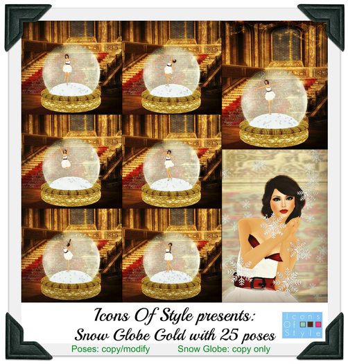 IOS WINTER SPECIAL: Snow Globe with 25 poses (gold)