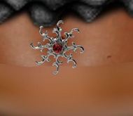 ~SE~bellyjewel-ruby starburst (just wear)
