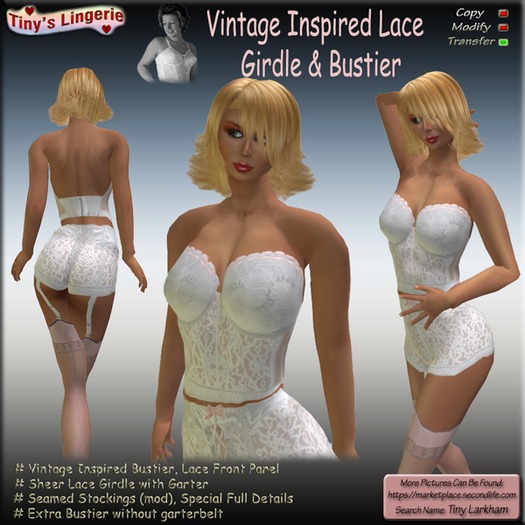 Kim - Vintage Inspired Lingerie Set, White #