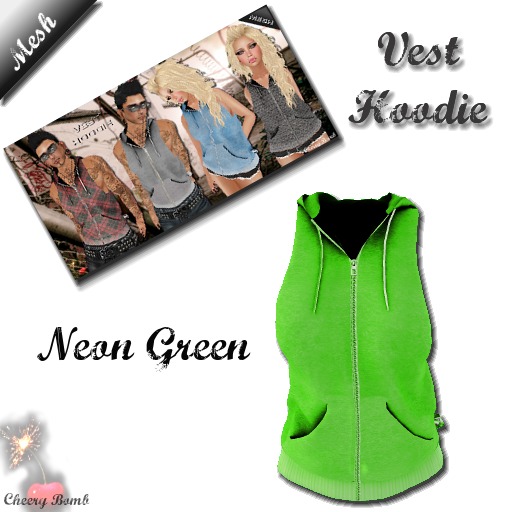 Mesh Vest Hoodie M - Neon Green