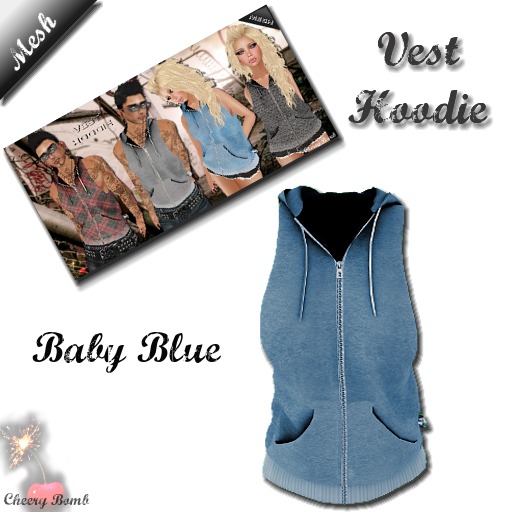 Mesh Vest Hoodie M - BabyBlue