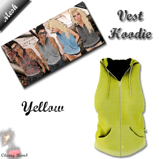 Mesh Vest Hoodie F - Yellow