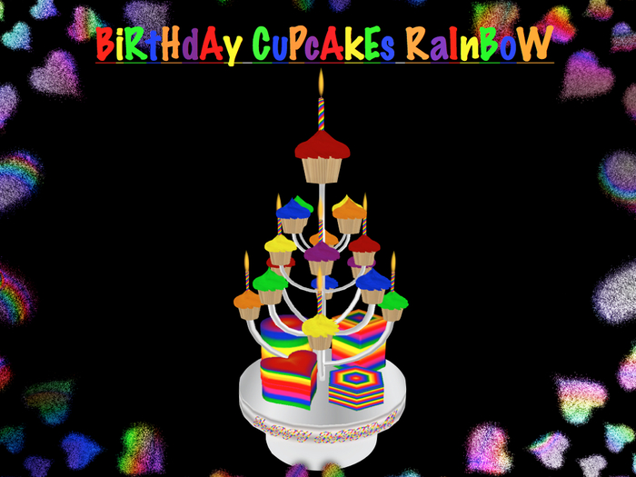 Happy Birthday cupcakes, Rainbow  (Boxed)