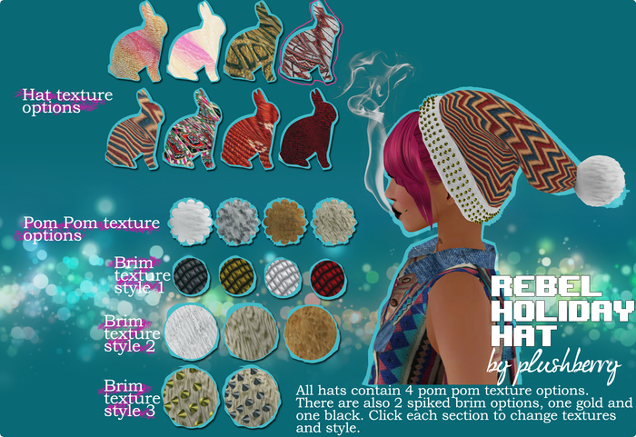 Plushberry ~ Rebel Holiday Hat ~ AfroPattern ( boxed )