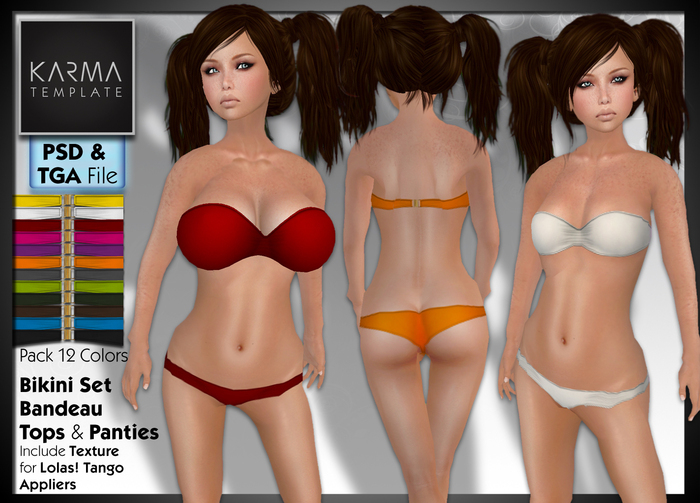 Karma Template - PSD & Tga - Bikini Set Tops & Panties