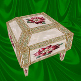 Christmas Mother of Pearl with Poinsettia 6 Song Music Box,  3 prims - Transfer for Gifts
