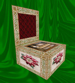 "Dance of the Sugar Plum Faries", Christmas Mother of Pearl with Poinsettia Music Box,  3 prims - Transfer for Gifts