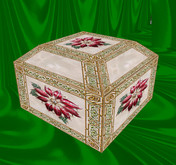 "Silent Night" , Christmas Mother of Pearl with Poinsettia Music Box,  2 prims - Transfer for Gifts