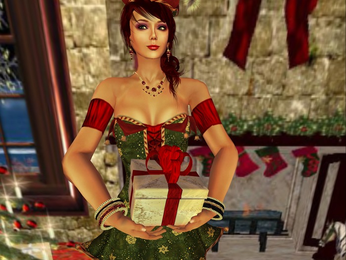 Red Bow, Stars Wrapping, Gift Box with Hold Animation, 2 Prims