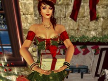 Red Bow, Stars Wrapping, Gift Box with Hold Animation, 2 Prims